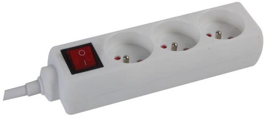 Velleman 3-VOUDIGE STEKKERDOOS MET SCHAKELAAR 1.5 m KABEL PENAARDE