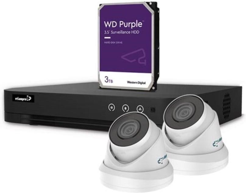Velleman 4 MP IP-VIDEOBEWAKINGSSET 4-KANAALS NVR-RECORDER 2 x WITTE IP DOME-CAMERA 3 TB HD KABELS