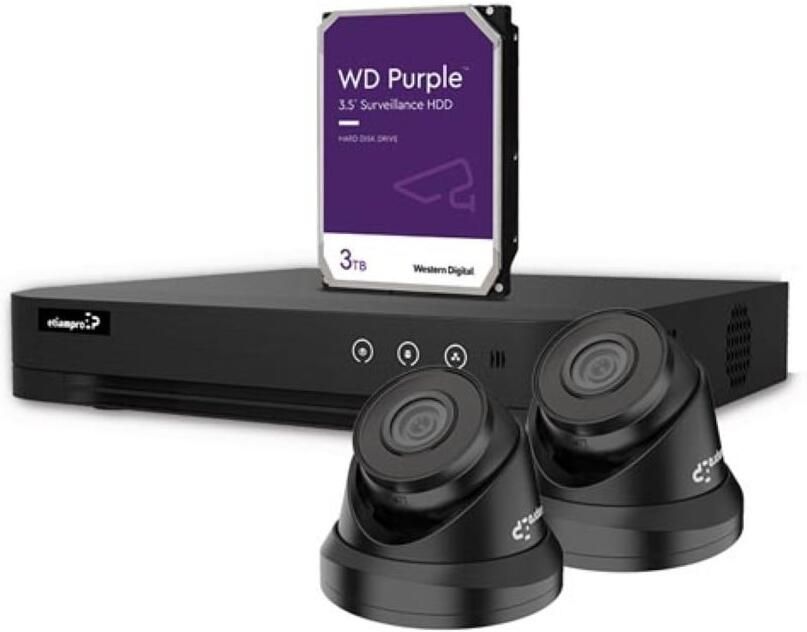 Velleman 4 MP IP-VIDEOBEWAKINGSSET 4-KANAALS NVR-RECORDER 2 x ZWARTE IP DOME-CAMERA 3 TB HD KABELS