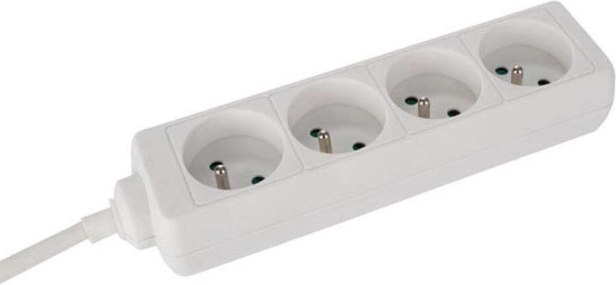 Velleman 4-VOUDIGE STEKKERDOOS 5 m KABEL WIT PENAARDE