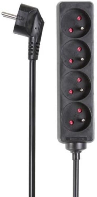 Velleman 4-VOUDIGE STEKKERDOOS 5 m KABEL ZWART PENAARDE