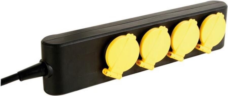 Velleman 4-VOUDIGE STEKKERDOOS IP44 1.5 m KABEL ZWART PENAARDE