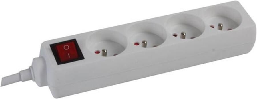 Velleman 4-VOUDIGE STEKKERDOOS MET SCHAKELAAR 1.5 m KABEL WIT PENAARDE