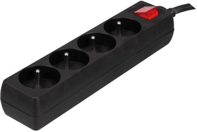 Velleman 4-VOUDIGE STEKKERDOOS MET SCHAKELAAR 1.5 m KABEL ZWART PENAARDE