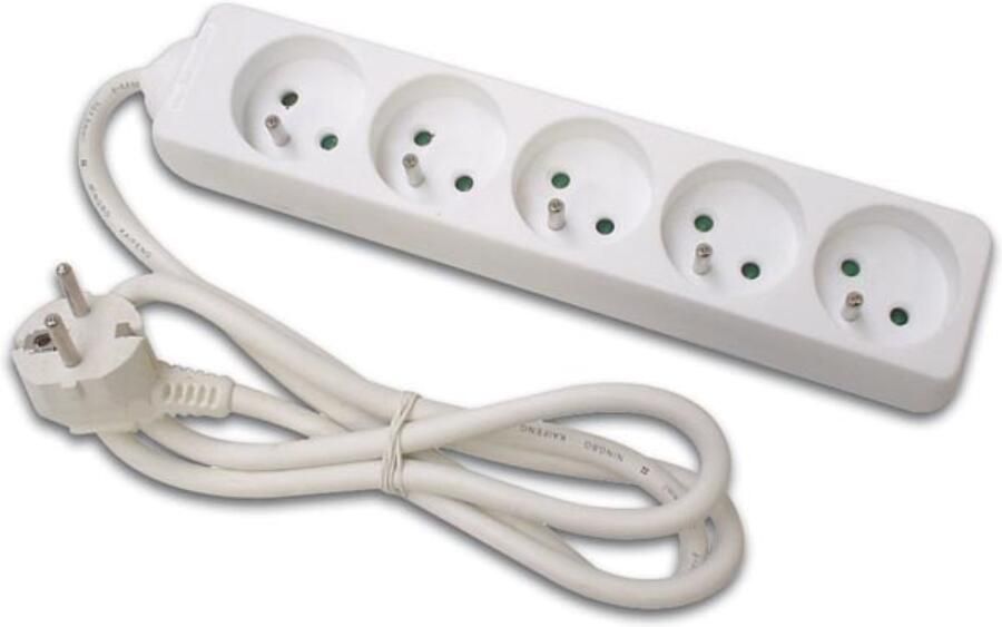 Velleman 5-VOUDIGE STEKKERDOOS 1.5 m KABEL WIT PENAARDE