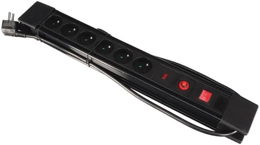 Velleman 6-VOUDIGE STEKKERDOOS MET OVERSPANNINGS- EN BLIKSEMINSLAGBEVEILIGING PENAARDE