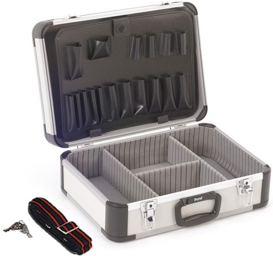 Velleman Gereedschapskoffer leeg opbergkoffer transportkoffer valies gereedschapstassen verstelbare vakverdeling met 2 sleutels al