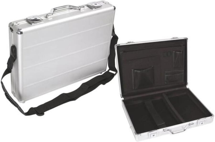 Velleman Laptopkoffer schouderriem sleutelslot 2 sleutels aluminium metallic zilver 425 x 305 x 80 mm