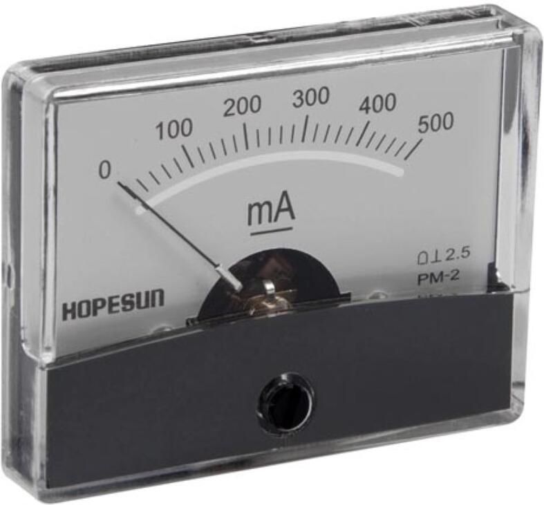 Velleman Analoge gelijkstroommeter 500Ã¢â¬Â¯mA paneelinbouw stroommeter met schaalverdeling DC ampÃÂ¨remeter voor elektronische toepassinge