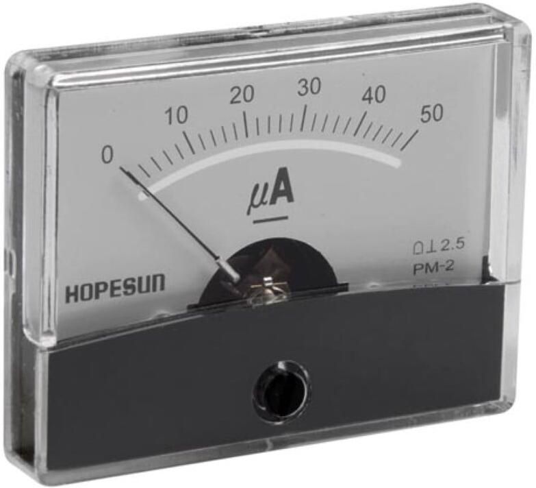 Velleman Analoge gelijkstroommeter 50Ã¢â¬Â¯ÃÂµA paneelinbouw stroommeter met schaalverdeling DC ampÃÂ¨remeter voor elektronische toepassinge