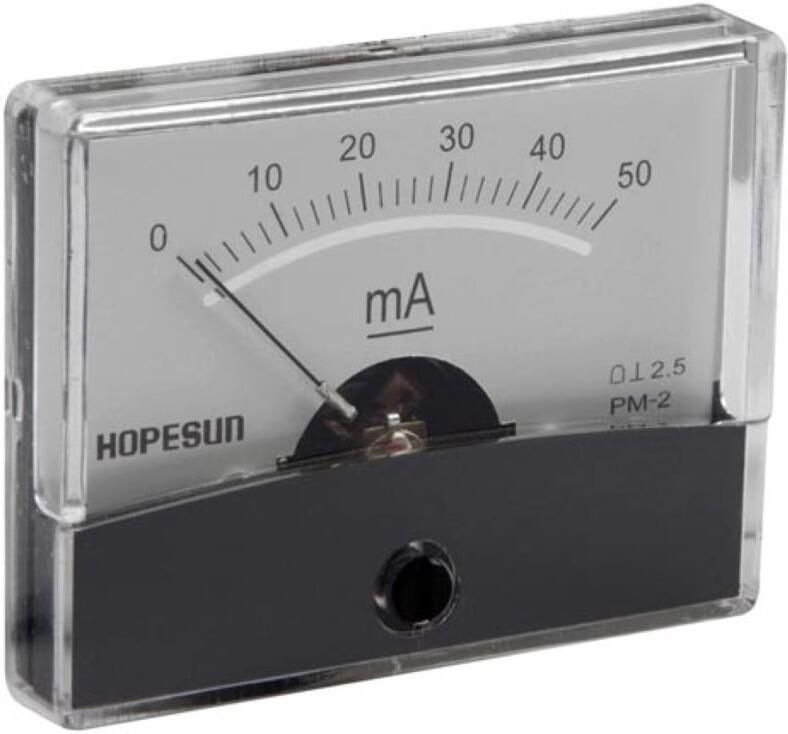 Velleman Analoge gelijkstroommeter 50Ã¢â¬Â¯mA paneelinbouw stroommeter met schaalverdeling DC ampÃÂ¨remeter voor elektronische toepassingen