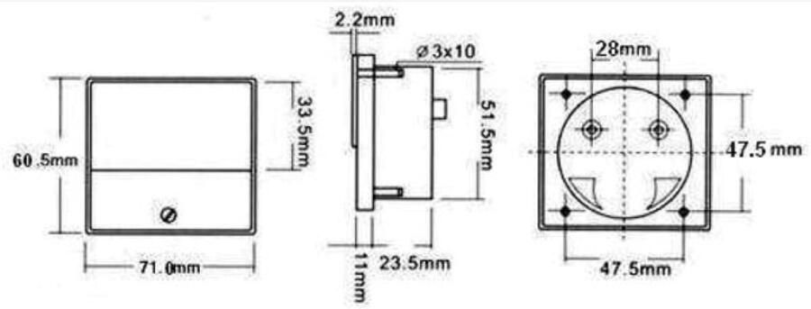 Velleman Analoge voltmeter inbouwmontage voor DC-spanningen tot 15 V met nulregelaar 70 mm x 60 mm