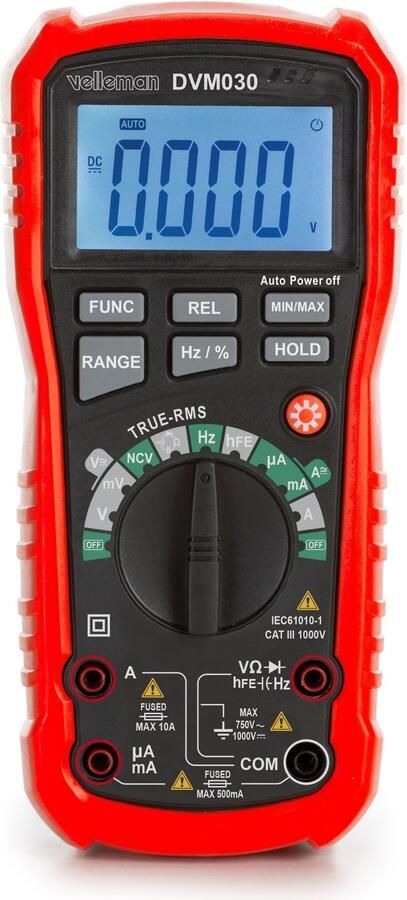 Velleman Auto-range robuuste true RMS digitale multimeter CAT III 1000 V 8 functies
