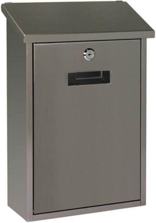 Velleman Brievenbus met naamplaatje Berlin wandbrievenbus wandmontage met slot deksel afsluitbaar incl. 2 sleutels inox 36.5 x 27