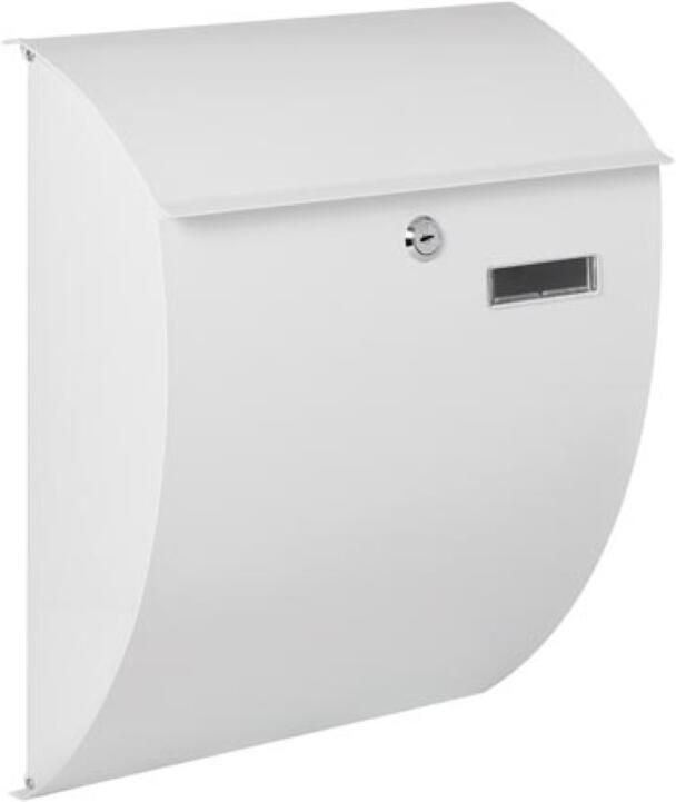 Velleman Brievenbus met naamplaatje Nice wandbrievenbus gebogen voorkant met slot deksel afsluitbaar incl. 2 sleutels gegalvanisee