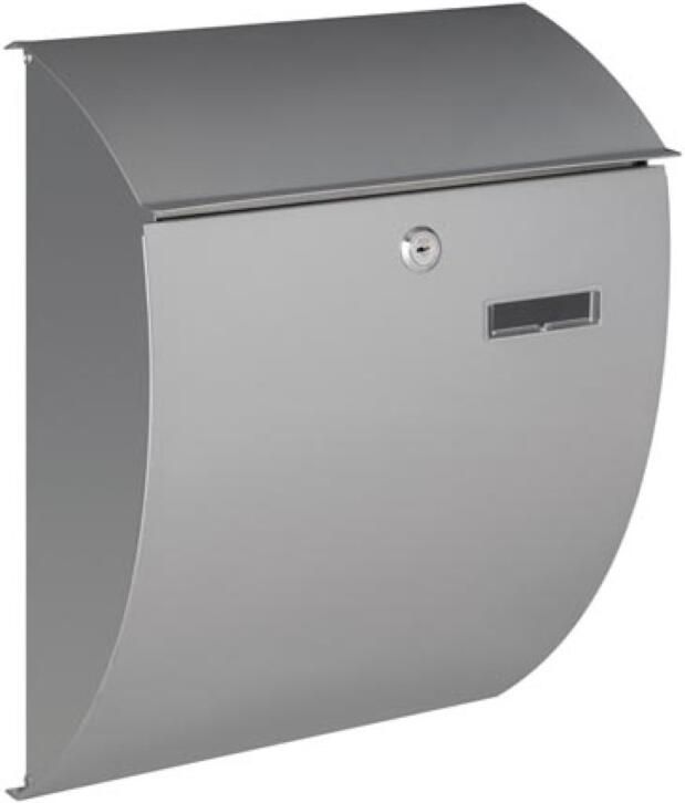 Velleman Brievenbus met naamplaatje Nice wandbrievenbus gebogen voorkant met slot deksel afsluitbaar incl. 2 sleutels gegalvanisee
