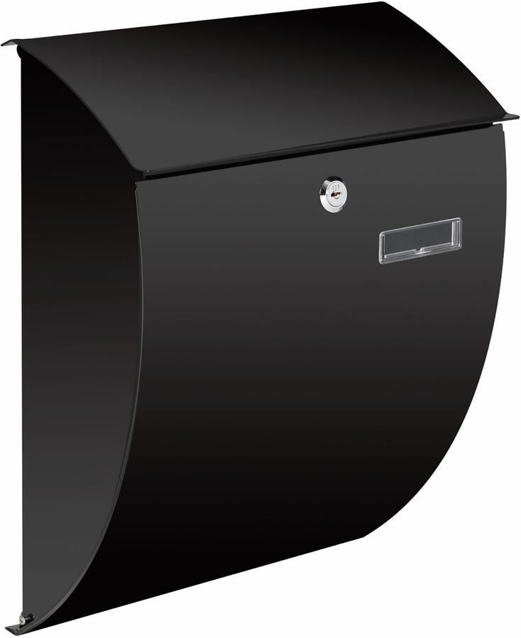 Velleman Brievenbus met naamplaatje Nice wandbrievenbus gebogen voorkant met slot deksel afsluitbaar incl. 2 sleutels gegalvanisee