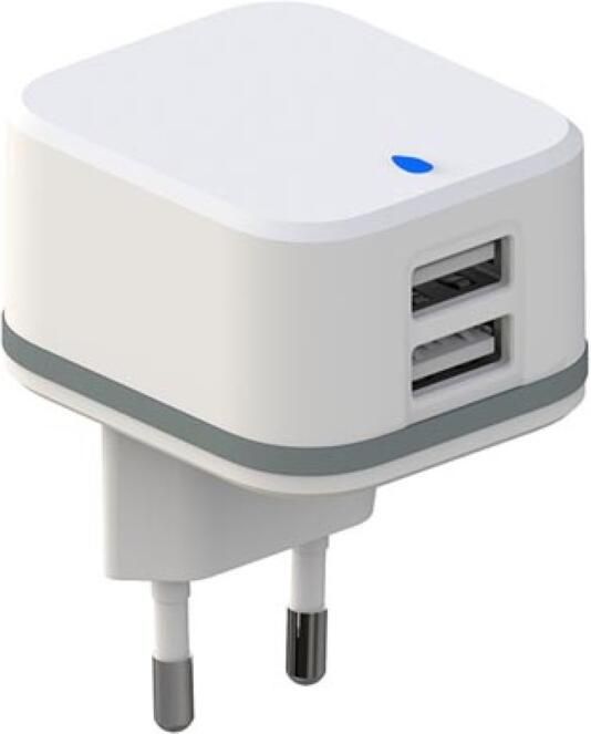 Velleman COMPACTE LADER MET 2 USB-AANSLUITINGEN 5 V 3.4 A max. ( 2.4 + 1 A ) 17 W max.