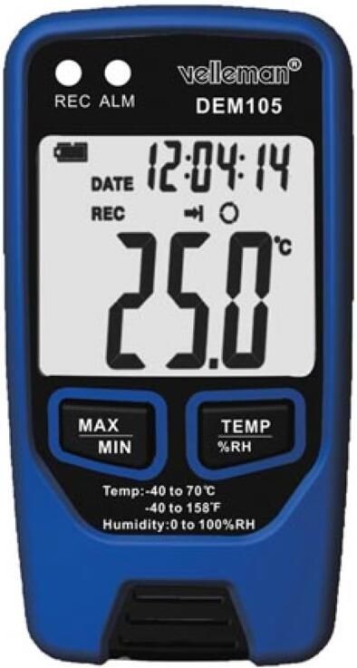 Velleman DATALOGGER VOOR TEMPERATUUR EN VOCHTIGHEIDSGRAAD MET USB-UITGANG