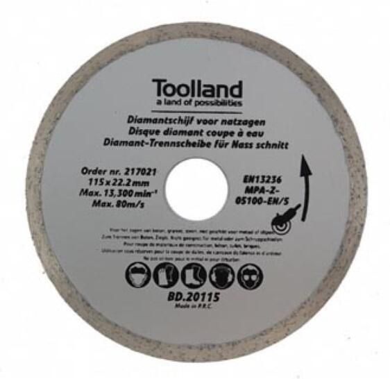 Velleman Diamantschijf 180 mm nat snijden 8600 tpm 80 m s voor graniet steen baksteen marmer