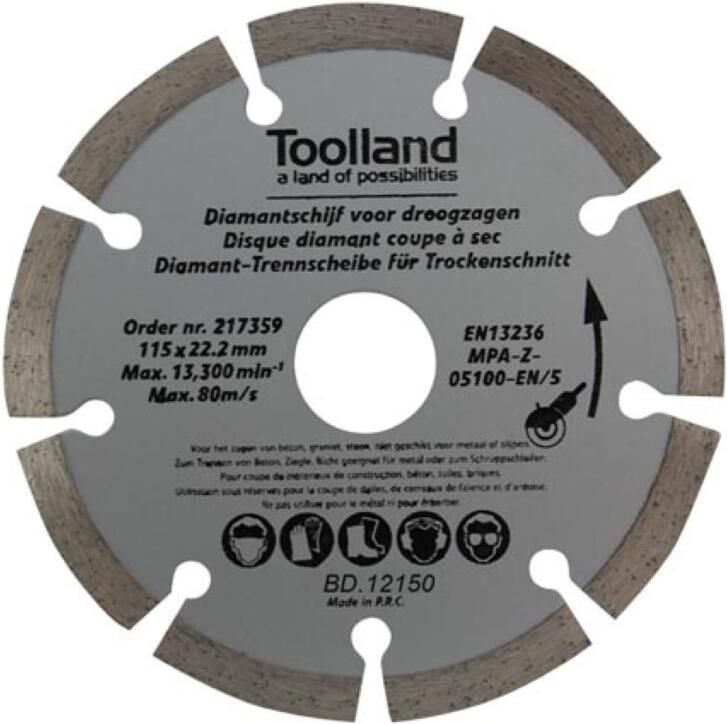 Velleman Diamantschijf 115 mm gesegmenteerd droog snijden 13300 tpm 80 m s voor graniet steen baksteen marmer set van 2 stuks