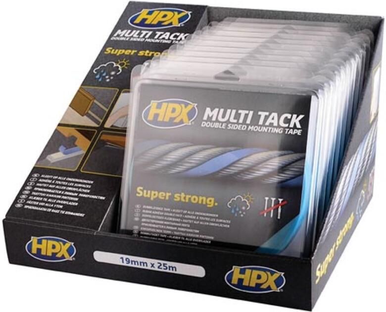 Velleman Display met 10x dubbelzijdige multi-tack tape semi-transparant 19 mm x 25 m