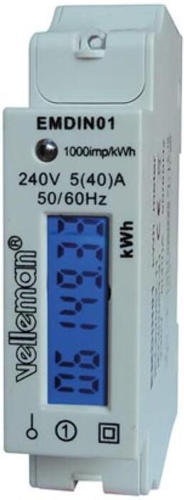 Velleman EENFASIGE kWh-METER VOOR DIN-RAIL MONTAGE 1 MODULE