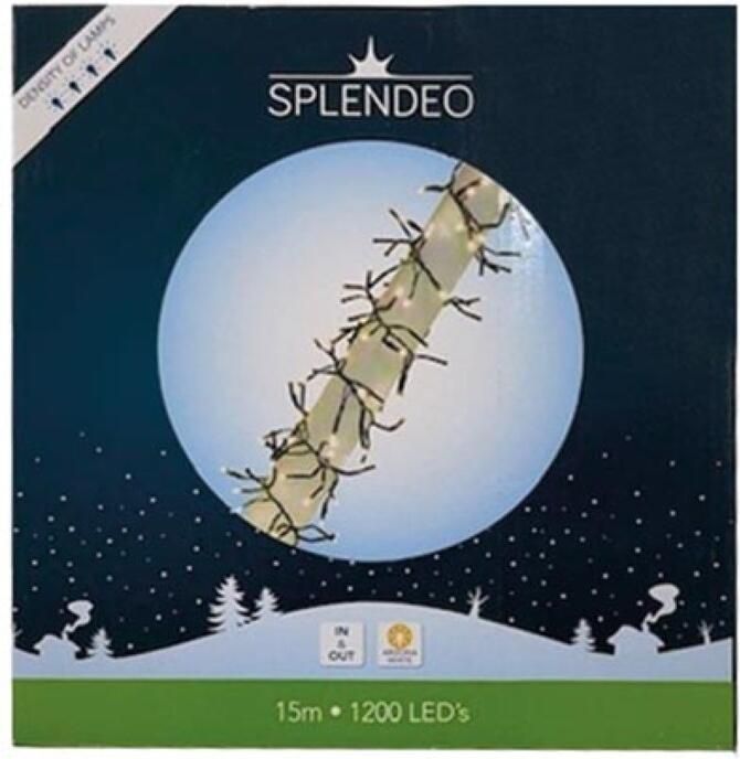 Velleman Extreme density lightchain 1200 leds arizona wit zwarte kabel 15 m 3 m aansluitsnoer transformator