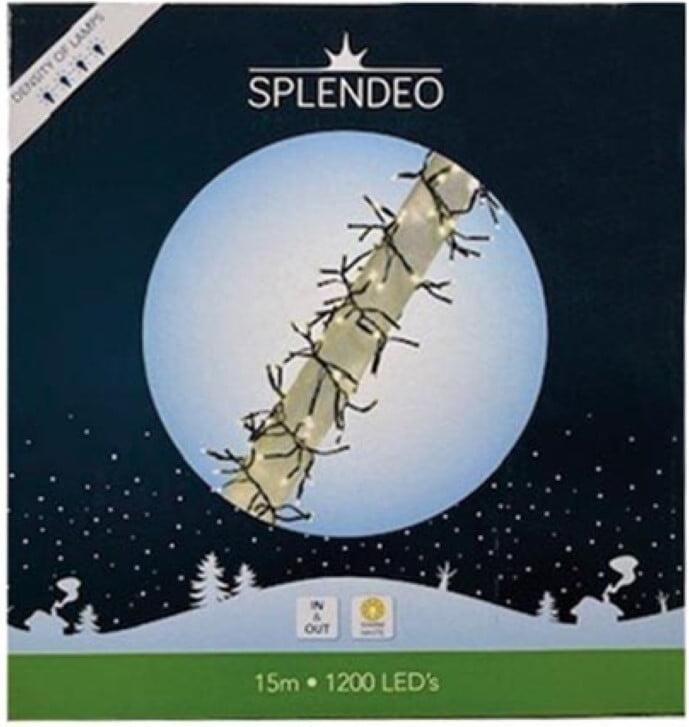Velleman Extreme density lightchain 1200 leds warmwit zwarte kabel 15 m 3 m aansluitsnoer transformator