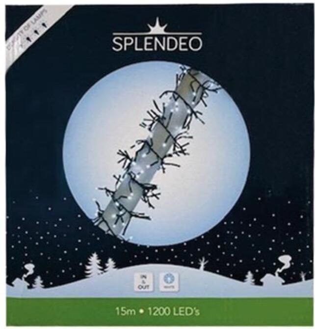 Velleman Extreme density lightchain 1200 leds wit zwarte kabel 15 m 3 m aansluitsnoer transformator