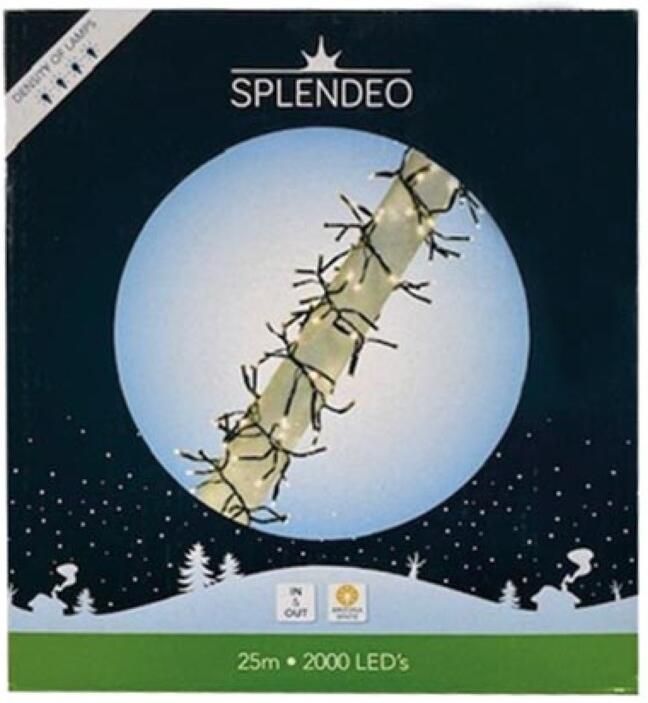 Velleman Extreme density lightchain 2000 leds arizona wit zwarte kabel 25 m 3 m aansluitsnoer transformator