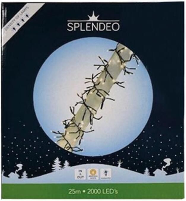 Velleman Extreme density lightchain 2000 leds arizona wit zwarte kabel 25 m 3 m aansluitsnoer transformator