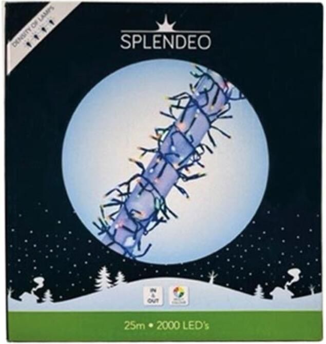 Velleman Extreme density lightchain 2000 leds veelkleurig zwarte kabel 25 m 3 m aansluitsnoer transformator