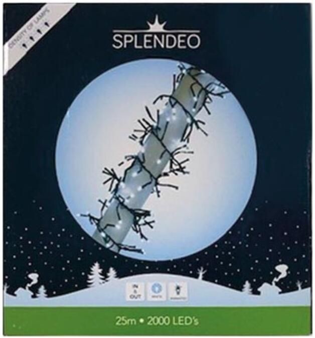 Velleman Extreme density lightchain 2000 leds wit zwarte kabel 25 m 3 m aansluitsnoer transformator