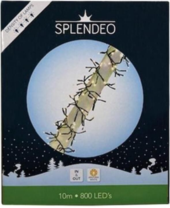 Velleman Extreme density lightchain 800 leds arizona wit zwarte kabel 10 m 3 m aansluitsnoer transformator