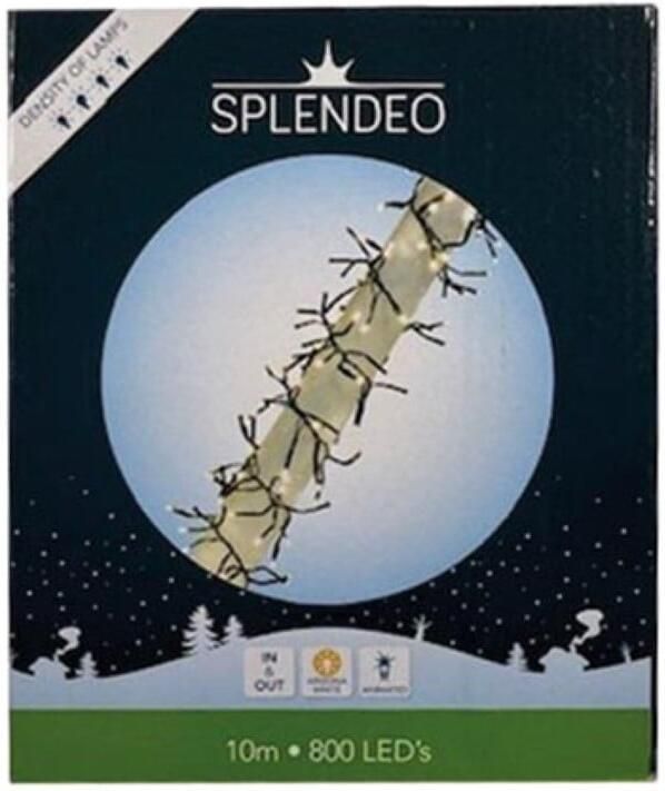 Velleman Extreme density lightchain 800 leds warmwit zwarte kabel 10 m 3 m aansluitsnoer transformator