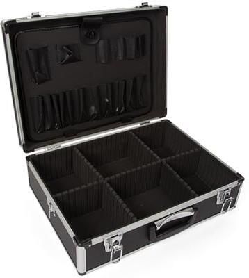 Velleman Gereedschapskoffer leeg tool box gereedschapskist gereedschapstassen verstelbare vakverdeling met 2 sleutels aluminium zw - Foto 2