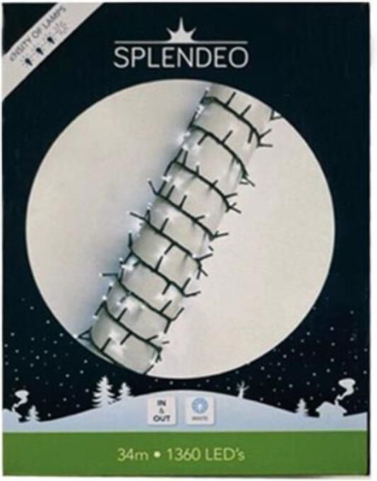 Velleman High density lightchain 1360 leds wit groene kabel 34 m 3 m aansluitsnoer transformator