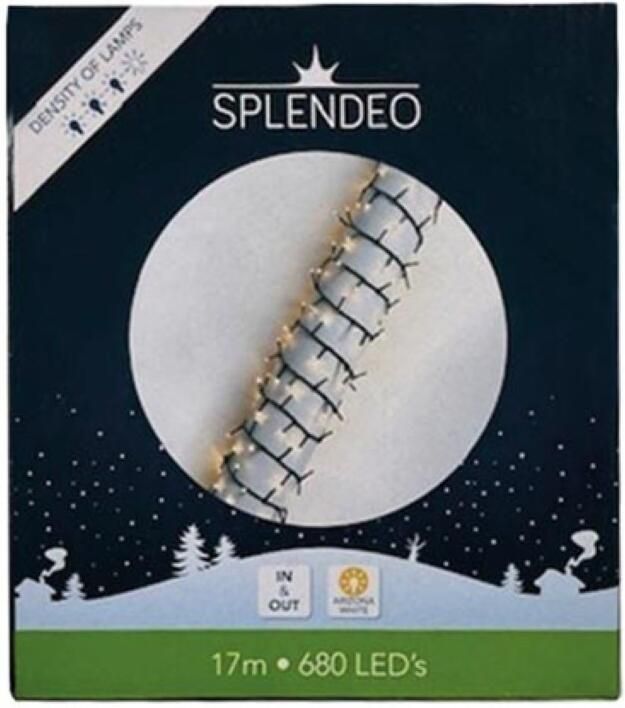 Velleman High density lightchain 680 leds arizona wit groene kabel 17 m 3 m aansluitsnoer transformator