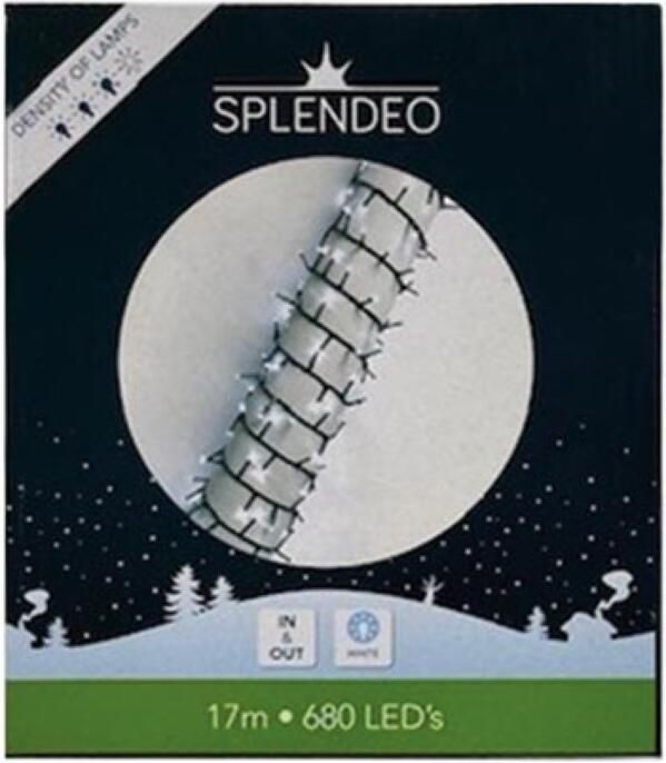 Velleman High density lightchain 680 leds wit groene kabel 17 m 3 m aansluitsnoer transformator