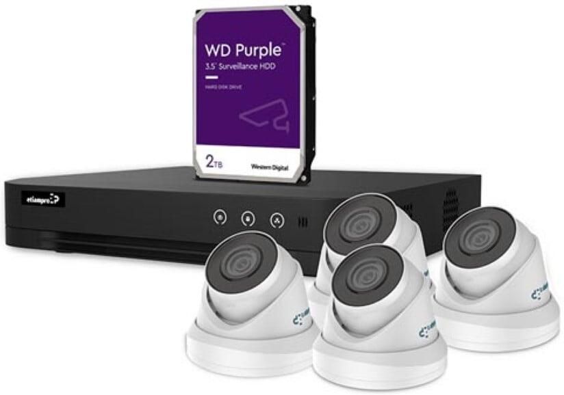 HD-videobewakingsset met 2 witte IP-camera's 4-kanaals PoE netwerkrecorder (NVR) & 20m CAT6 kabels inclusief 3TB harde schijf
