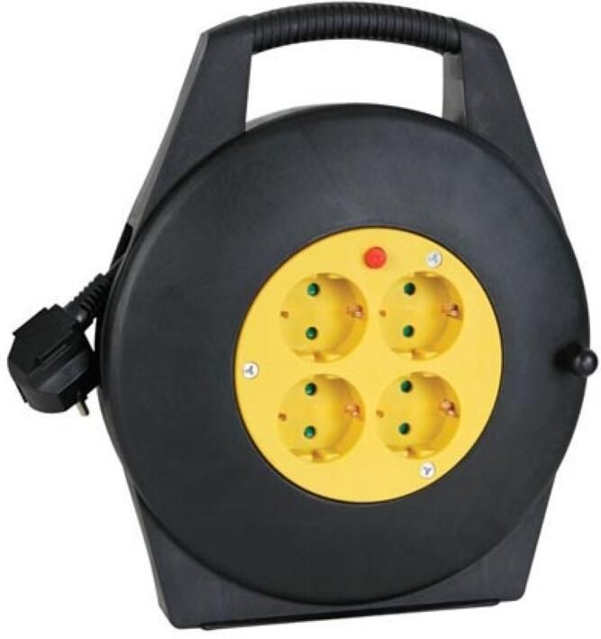 Velleman KABELHASPEL 10 m 3G1.5 4 STOPCONTACTEN RANDAARDE