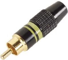 Velleman MANNELIJKE RCA PLUG VERGULDE STEKKER ZWARTE BEHUIZING GELE RING - Foto 2