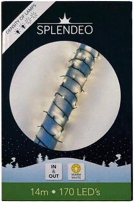 Velleman Medium density lightchain 170 leds warmwit groene kabel 14 m 3 m aansluitsnoer transformator