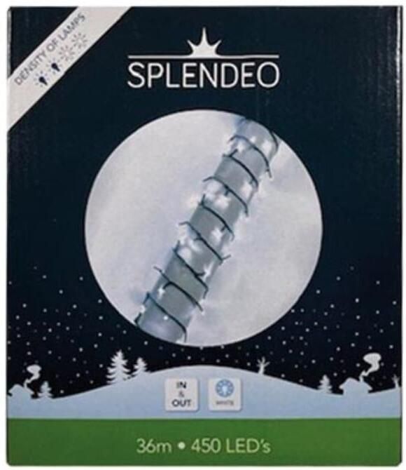 Velleman Medium density lightchain 450 leds wit groene kabel 36 m 3 m aansluitsnoer transformator