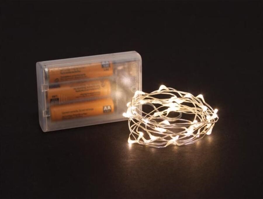 Velleman Microlight LED 2 m 40 warm witte lampjes zilverdraad batterijen niet meegeleverd