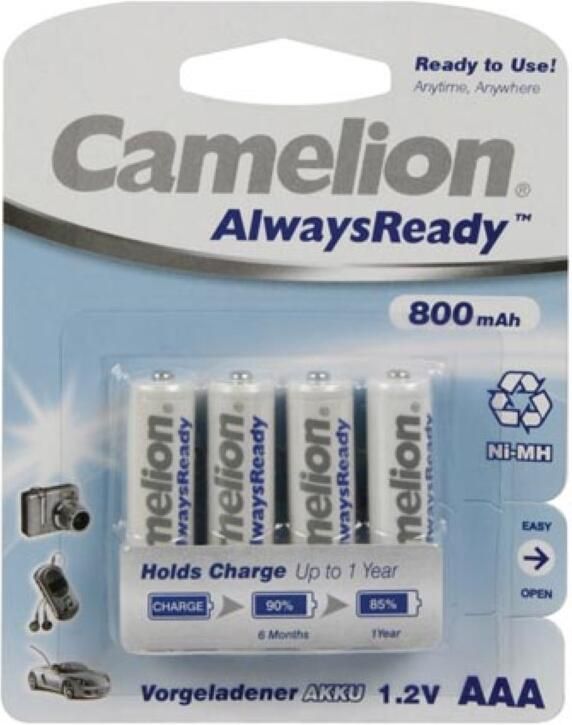 Velleman NiMH AAA 1.2V-800mAh (4 kaart)'ALWAYSREADY™'