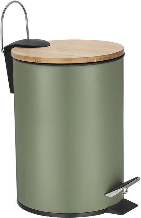 Velleman Pedaalemmer 3 l Groen metaal Bamboe deksel
