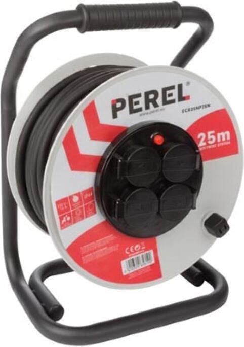 Velleman PROFESSIONELE NEOPREEN KABELHASPEL 25 m 3G2.5 4 STOPCONTACTEN PENAARDE