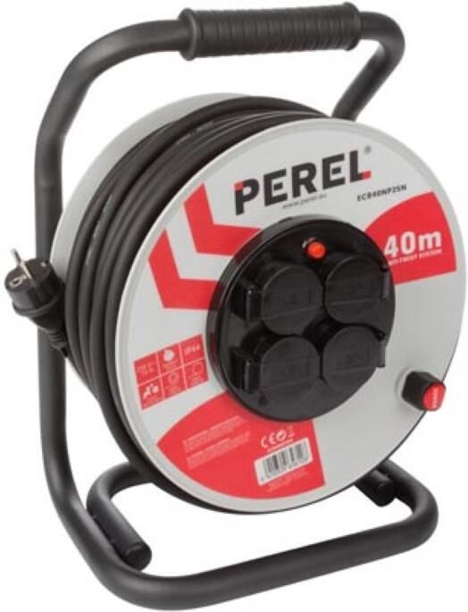 Velleman PROFESSIONELE NEOPREEN KABELHASPEL 40 m 3G2.5 4 STOPCONTACTEN PENAARDE